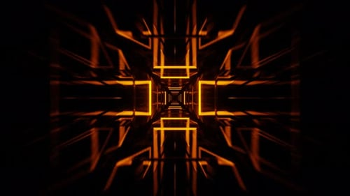 Orange Neon Flashing Mirrored Tunnel Background Vj Loop In 4K