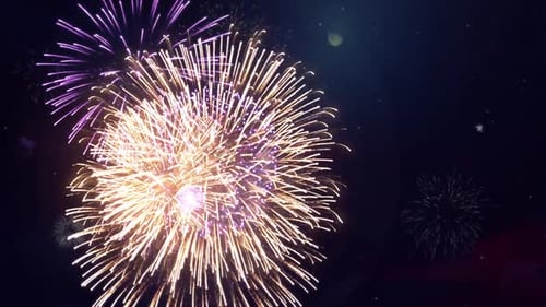 Multi Color Multiple Shape Explosion Display Sky Night Seamless Loop Background