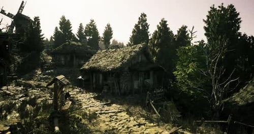 Abandoned Rustic Cottage Amid Lush Forest and Mosscovered Roof