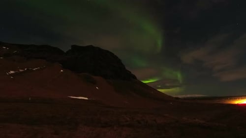 Aurora Timelapse Over Iceland Ring Road