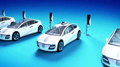 Modern Futuristic Electric Vehicle Charging Station Render on Gradient Background