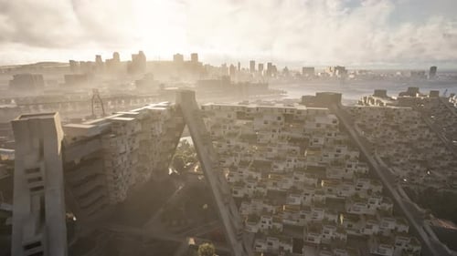 Um amplo horizonte da cidade com arranha-céus imponentes