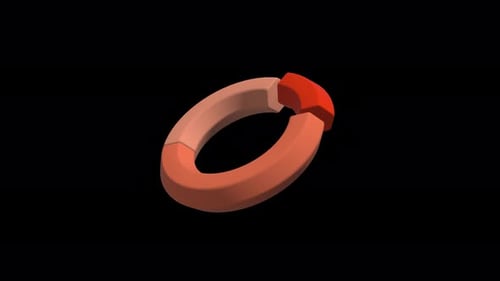 Orange pie chart business statistic presentation 3d animation on black background