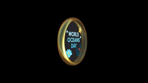 World Oceans Day Minimalist Rotating Badge Animation
