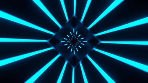 Blue Neon Square Lines Reverse Tunnel Background Vj Loop In 4K