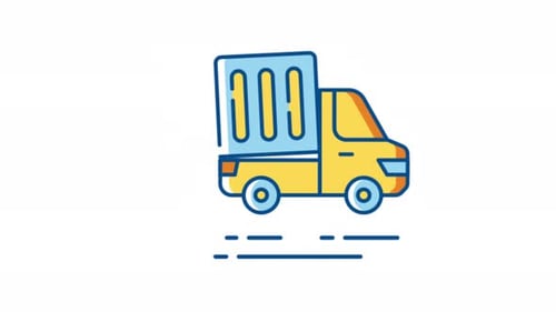 Animated Flat Design Delivery Truck Icon
