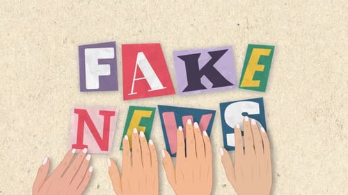 Ransom Note Style Fake News Animation on Vintage Newspaper Background