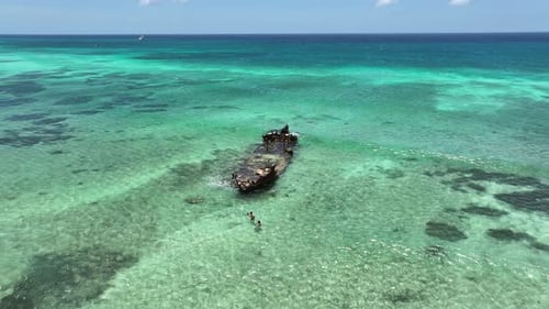 Shipwreck At Oranjestad In Caribbean Netherlands Aruba.