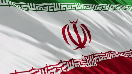 Realistic Waving Flag of Iran Loop Background