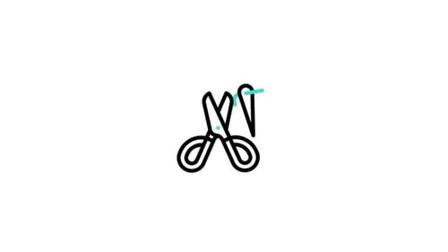 Minimalist Line Art Scissors and Needle Thread Drawing Animation