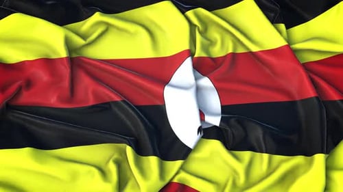 Uganda National Flag Waving in Seamless Loop Animation
