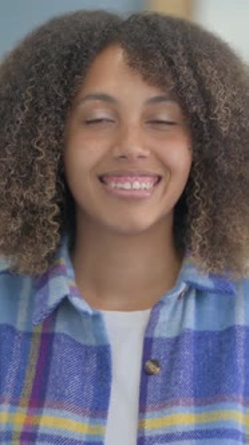 Smiling Woman Close Up in Vertical Video