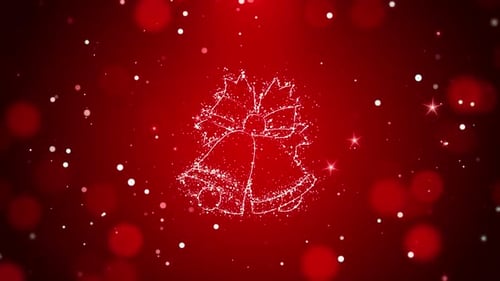 Sparkling Christmas Bells Animation on Red Background