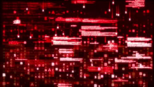 Red Cyber Glitch Data Stream Digital Code Animation