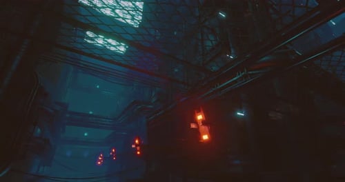 Urban Futuristic Landscape Showcases Intricate Structures and Glowing Lights