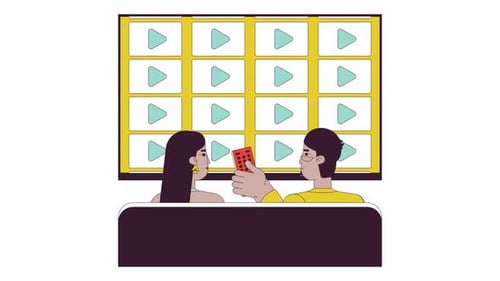Ver un programa de televisión juntos (animación de dibujos animados en línea)