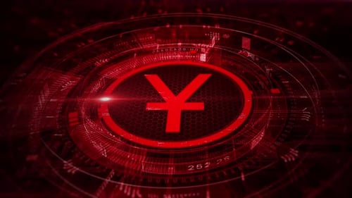 Digital Yuan Symbol In Red 01903