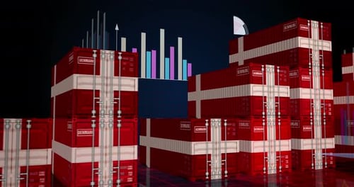 Denmark export cargo containers with charts and diagrams