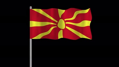 North Macedonia Flag Waving with Alpha Channel