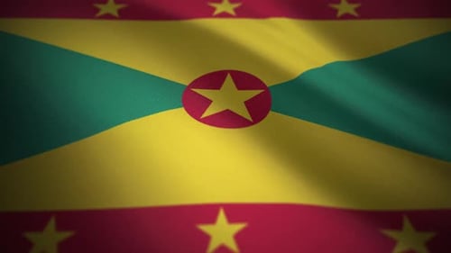 Waving Flag of Grenada in Realistic Fabric Animation