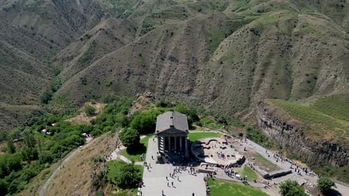 high definition Drone Video of the ancient Temple Garni in Armenia