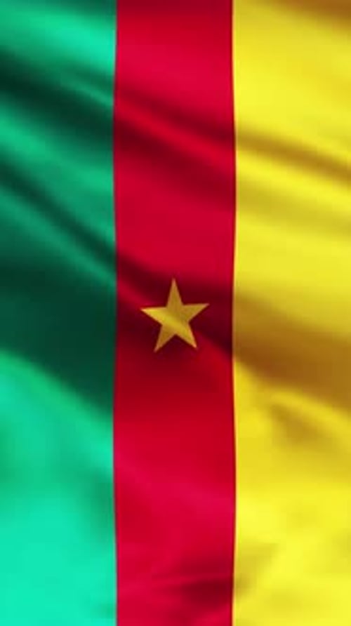 Realistic Cameroon Flag Vertical Waving Animation