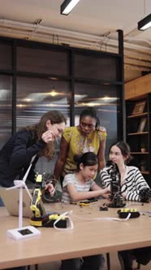 Enthusiastic Students Collaborate on Robotics Project