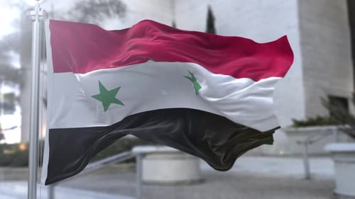 Syria Flag In The Wind Waving Official Flag 4K