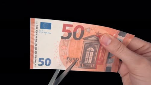 Scissor Banknotes Green Screen Euro