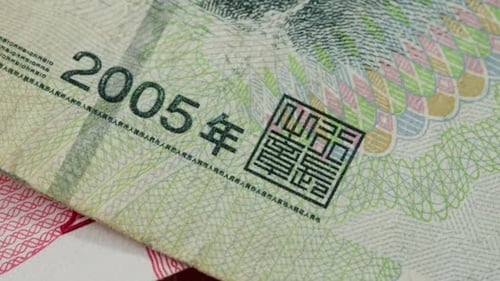 Detailed Close Up of 50 Yuan the Chinese Currency CNY Footage of Chinese Banknotes Counting Money