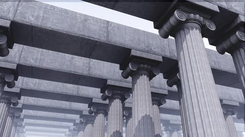 Light And Shadow On Marble Columns.