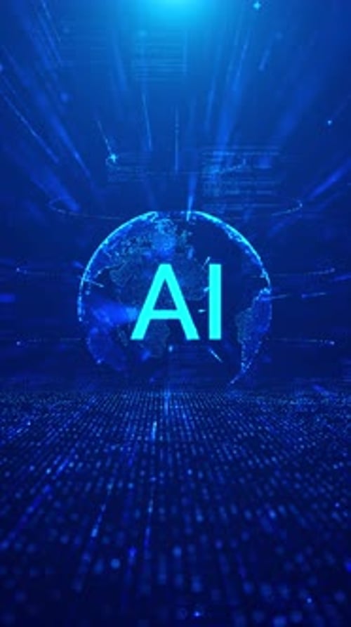Künstliche Intelligenz, digitaler Hintergrund, maschinelles Lernen, Technologie-Netzwerk, Datenfluss und Blockchain