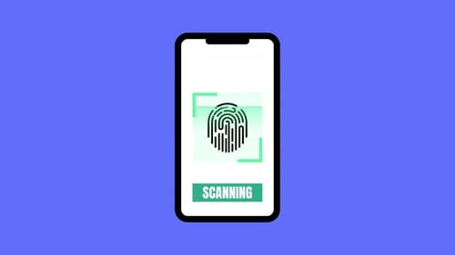 Animated Fingerprint Scanner on Smartphone Flat Design
