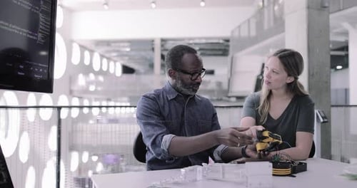 Teacher in a robotics engineering class
