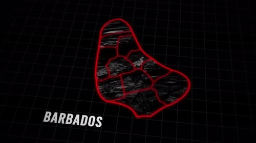Barbados Map Animation With Glowing Borders On A Digital Grid