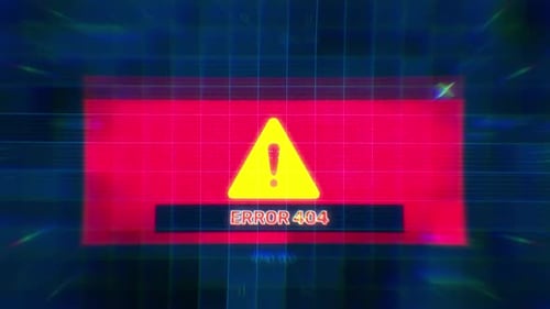 Retro Glitch Error 404 Digital Warning Message