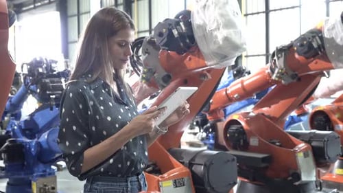 Technology industry innovation, people with tech Innovation with technological progress business.