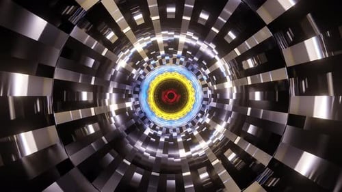 Abstract Futuristic Glowing Tunnel Loop Background