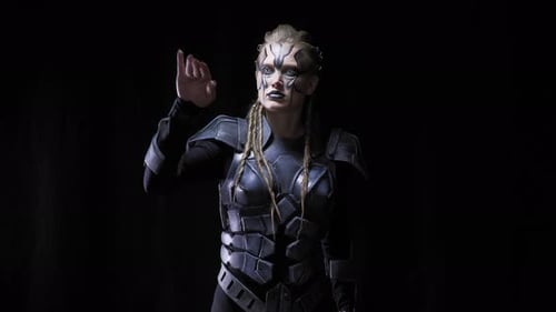 Creepy alien female is using an unknown alien technology, 4k