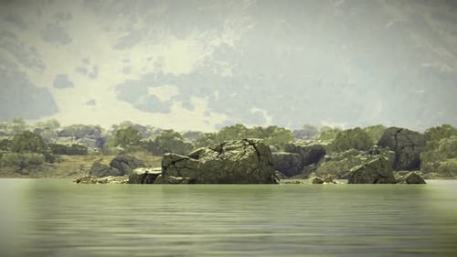 Serene Morning on Island Filled with Tranquil Light and Relaxing Atmosphere