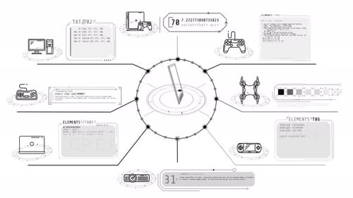 Futuristic Technology HUD Interface with Digital Device Icons
