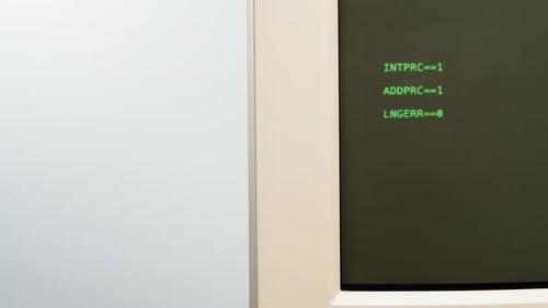 Retro Pc with Loading Code Console Programmer Making Scripts Green Basic Screen Old Computer Studio