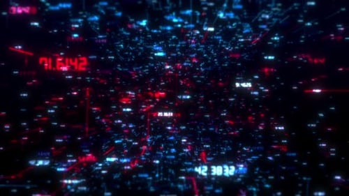 Red Blue Futuristic Digital Data Stream Network