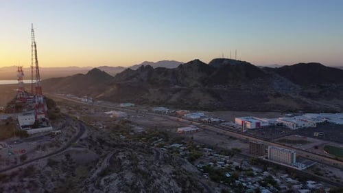 Mountain of the bell in city seen from the air