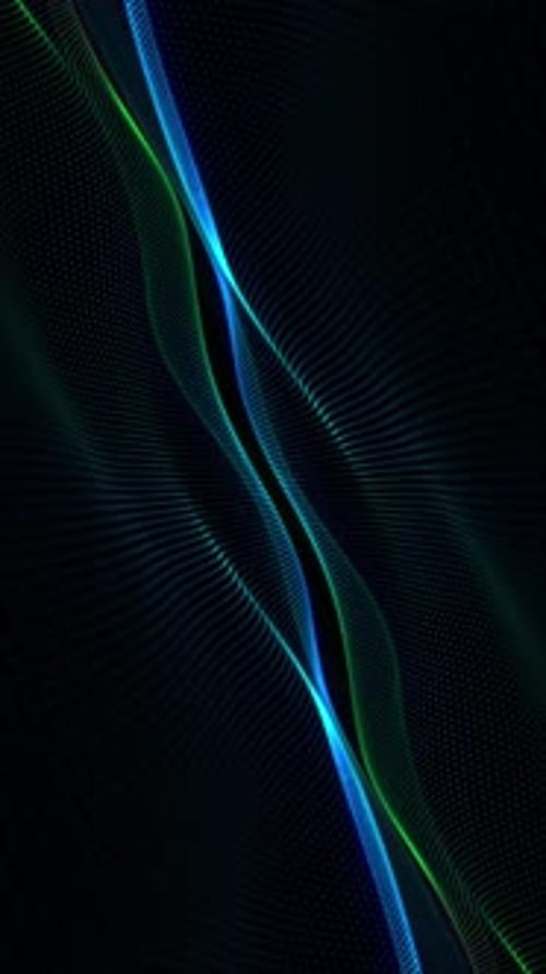 Vertical Video - Minimalist Blue Green Fractal Wave Abstract Technology Background