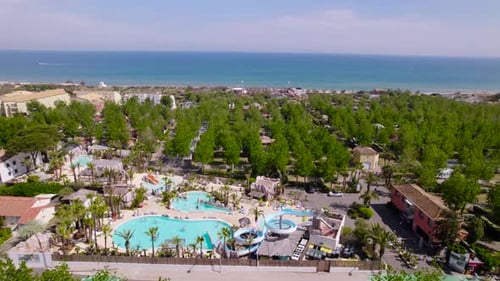 Camping at the ocean with a waterpark on the enterence in Marseillan, France.