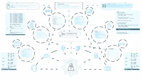 Infographics About Modern Devices and Programming Animated on Alpha Channel