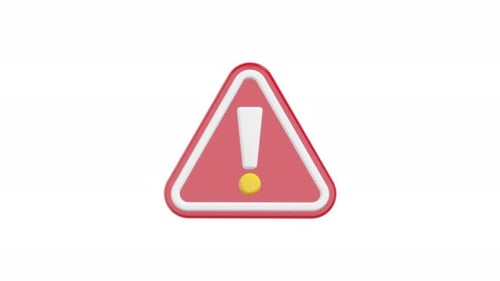 Animated 3D Warning Triangle Icon Loop