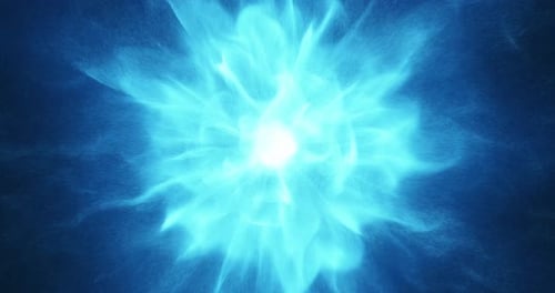 Pulsating Energy Orb: loop of glowing, blue orb made of particles and plasma