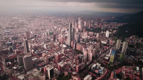 Cityscape with Skyscrapers and Office Buildings in Financial District - Bogotá, Colombia